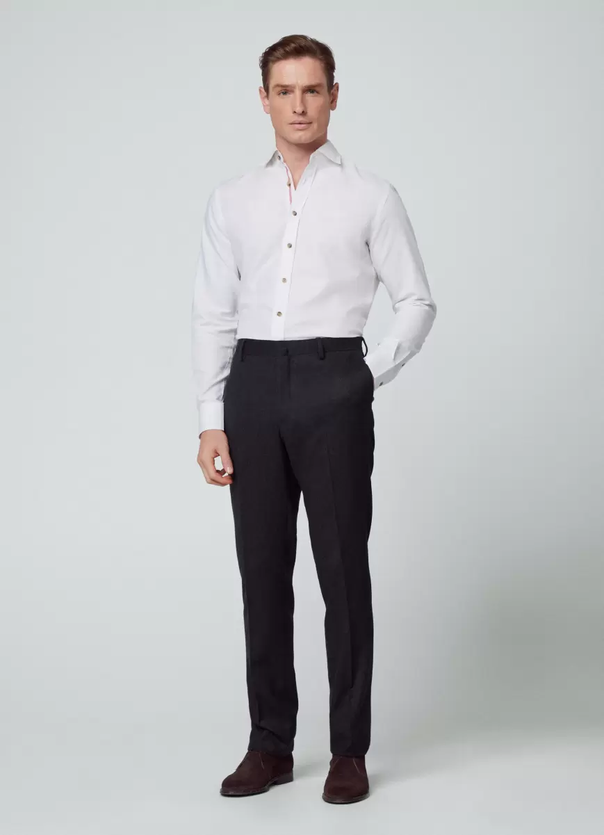 White Herren Hemden Hackett London Hemd Baumwoll-Twill Slim Fit - 4