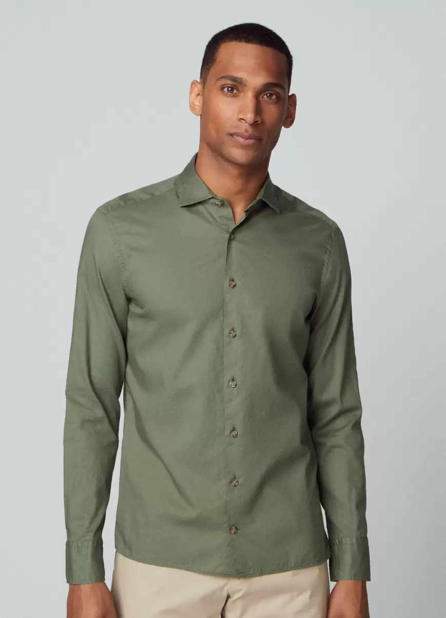Slim Fit Hemd Baumwoll-Twill Green Hemden Hackett London Herren