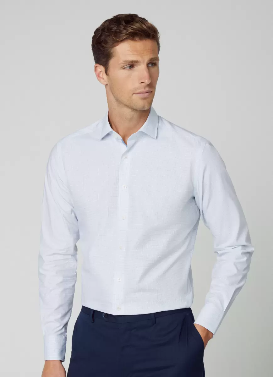 Hackett London Slim Fit Hemd Kariert Hemden White/Blue Herren