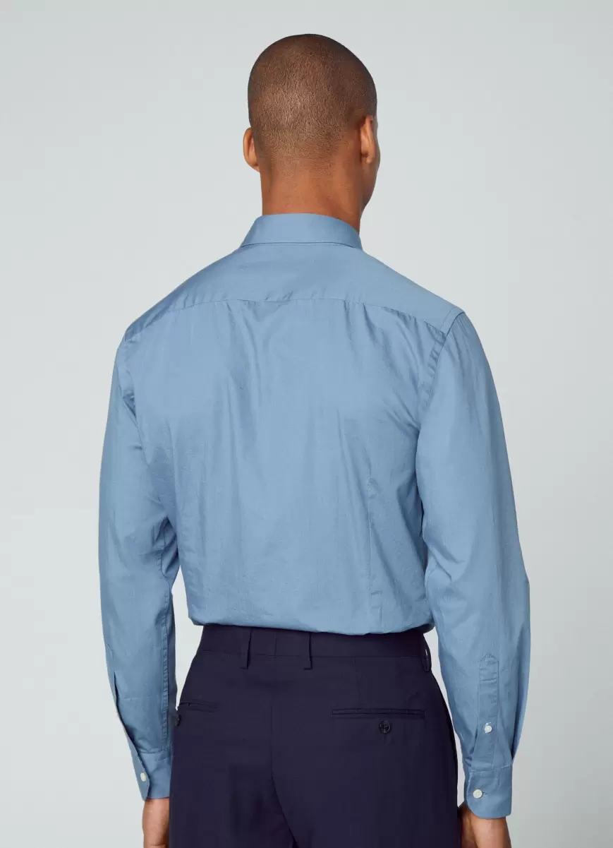 Herren Hackett London Hemd Tencel Baumwolle Slim Fit Hemden Blue - 2
