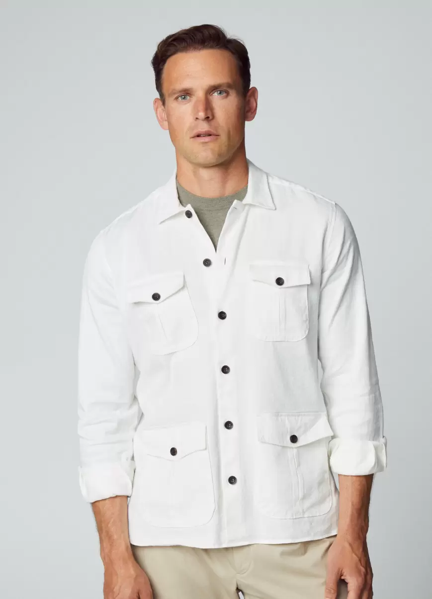 Hackett London Off White Überhemd Denim Utility Herren Hemden - 3