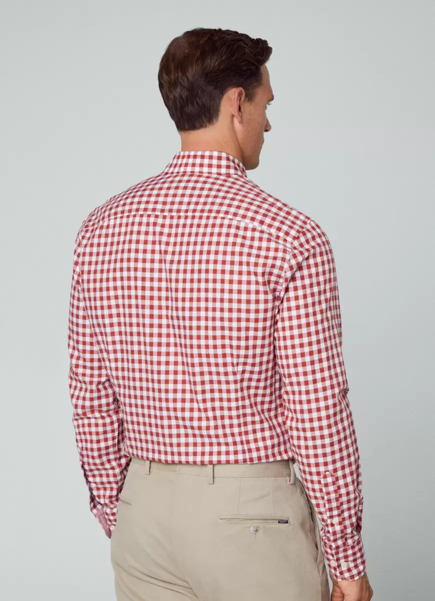 Herren Hackett London Red/White Hemden Hemd Kariert Slim Fit - 2