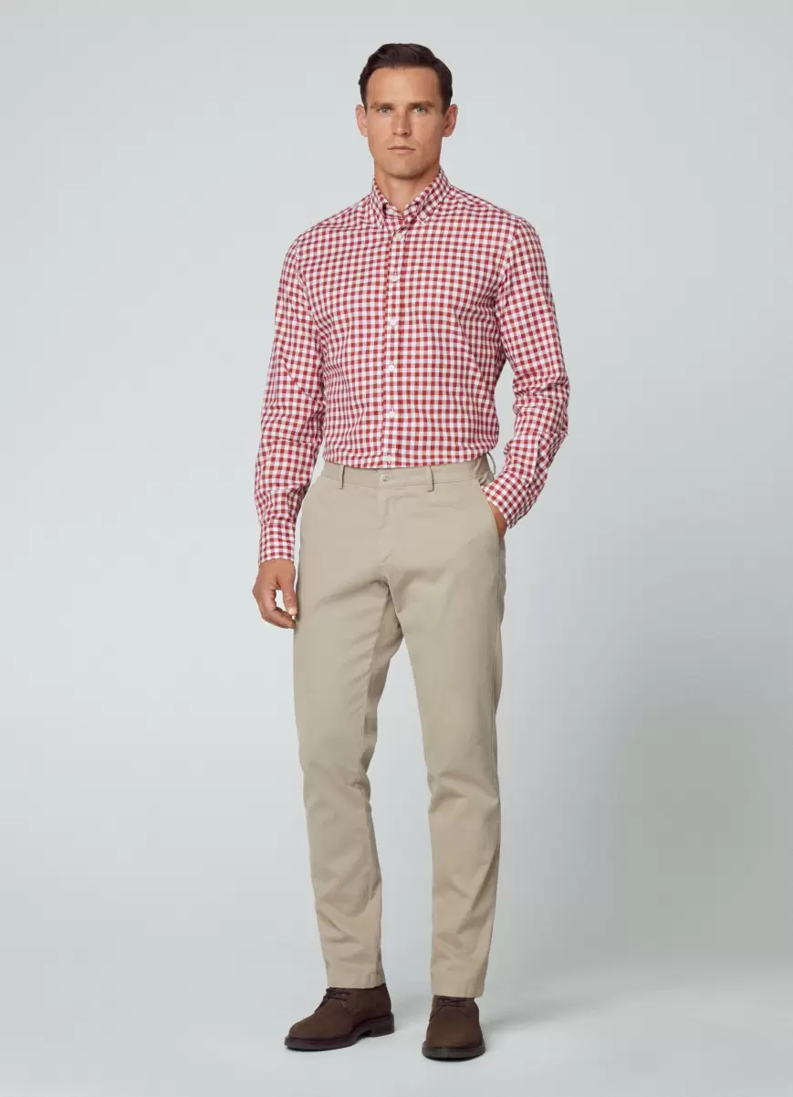 Herren Hackett London Red/White Hemden Hemd Kariert Slim Fit - 4