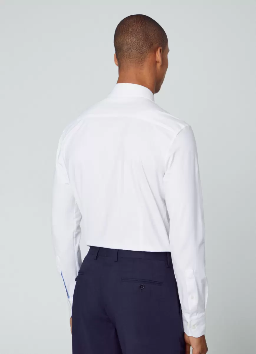 White Hackett London Hemd Einfarbig Baumwolle Slim Fit Hemden Herren - 2