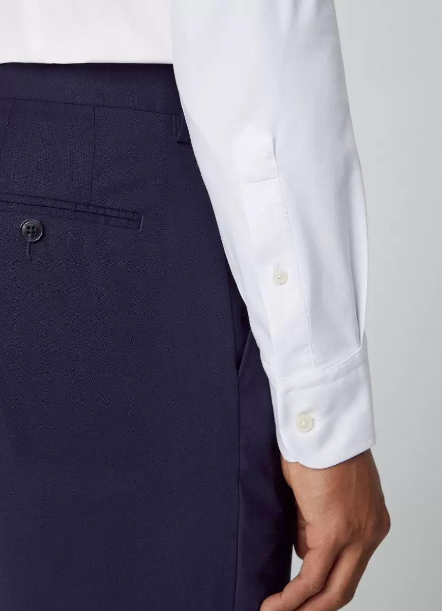 White Hackett London Hemd Einfarbig Baumwolle Slim Fit Hemden Herren - 3