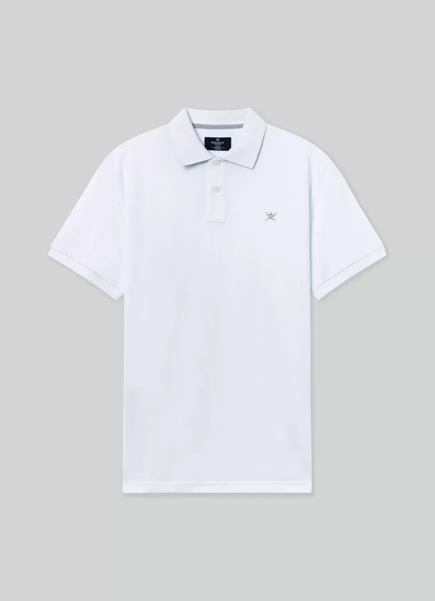 Herren Optic White Hackett London Poloshirt Pique Logo Poloshirts - 4