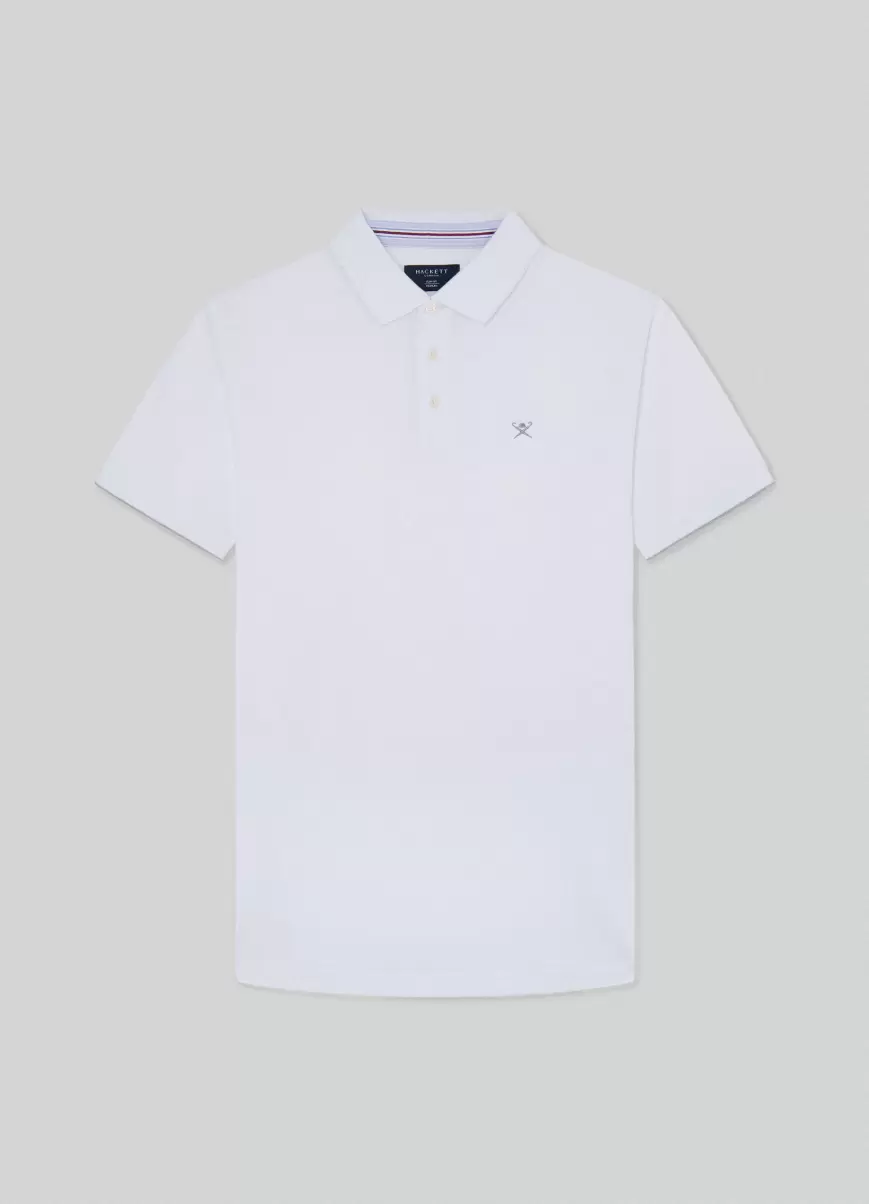 White Herren Poloshirt Baumwolle Logo Gestickt Poloshirts Hackett London - 4