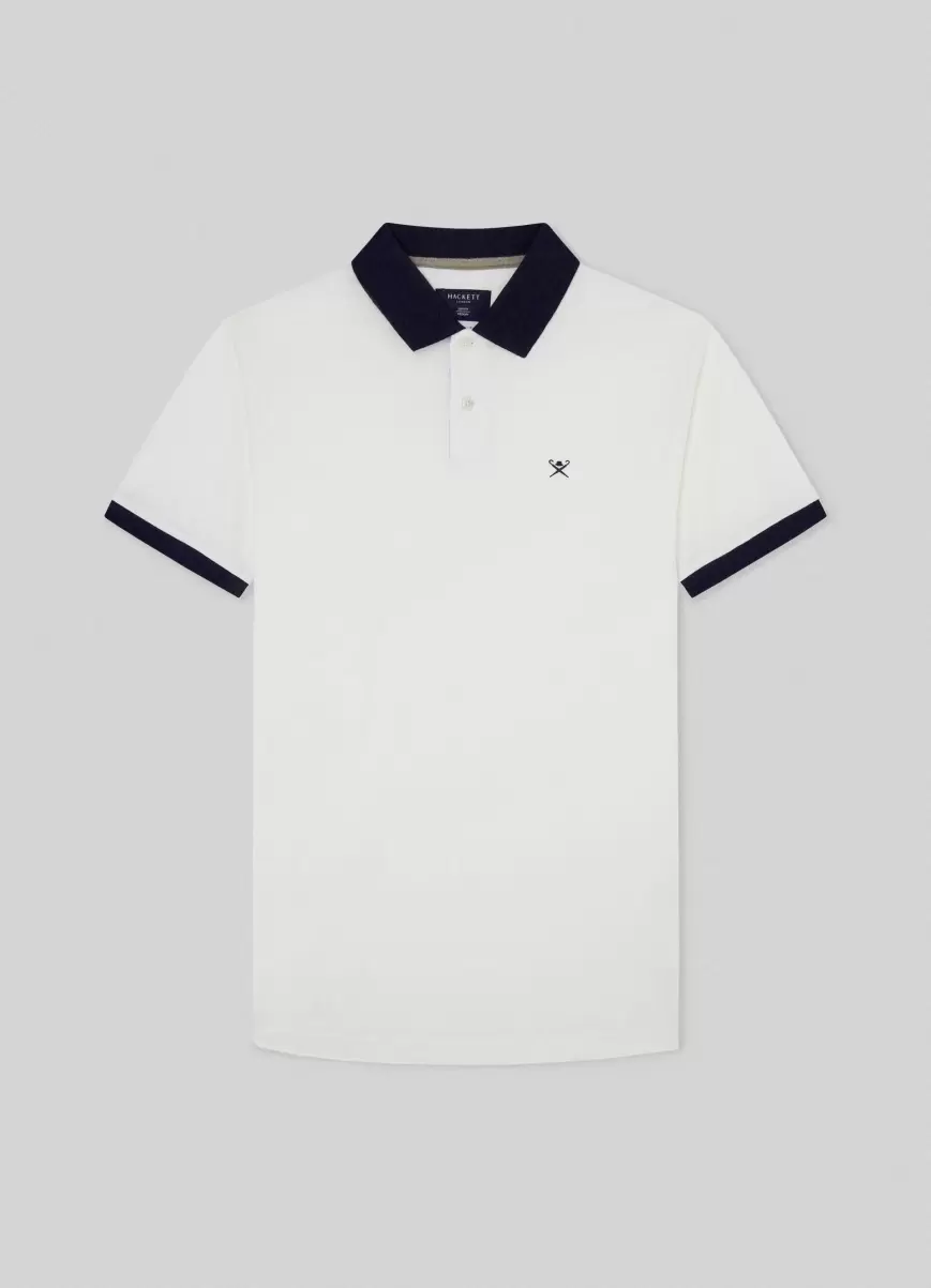 Hackett London Poloshirts White Herren Poloshirt Baumwolle Logo Gestickt - 4