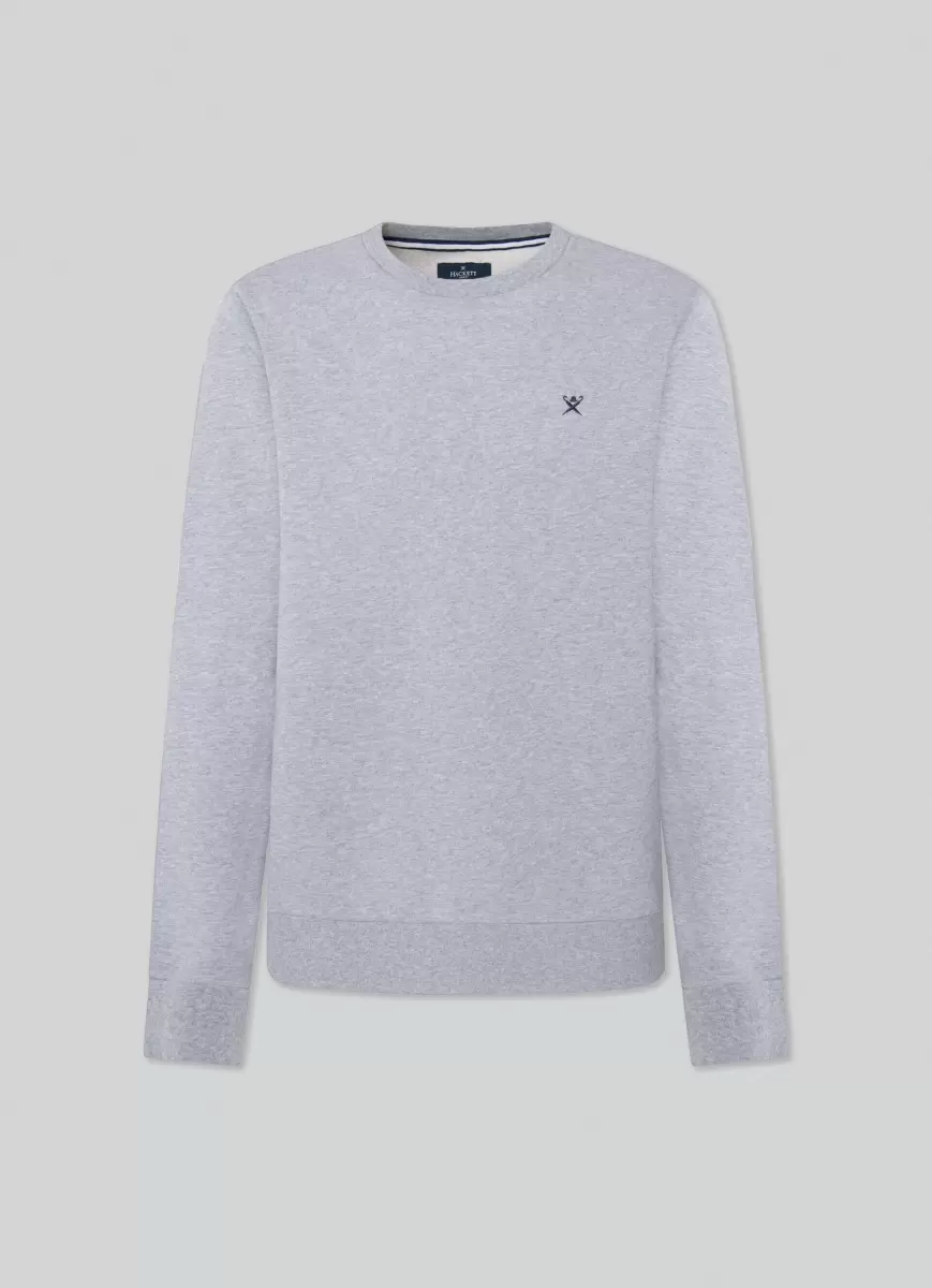 Light Grey Hackett London Sweatshirts & Hoodies Herren Baumwoll-Sweatshirt Mit Stickerei - 4