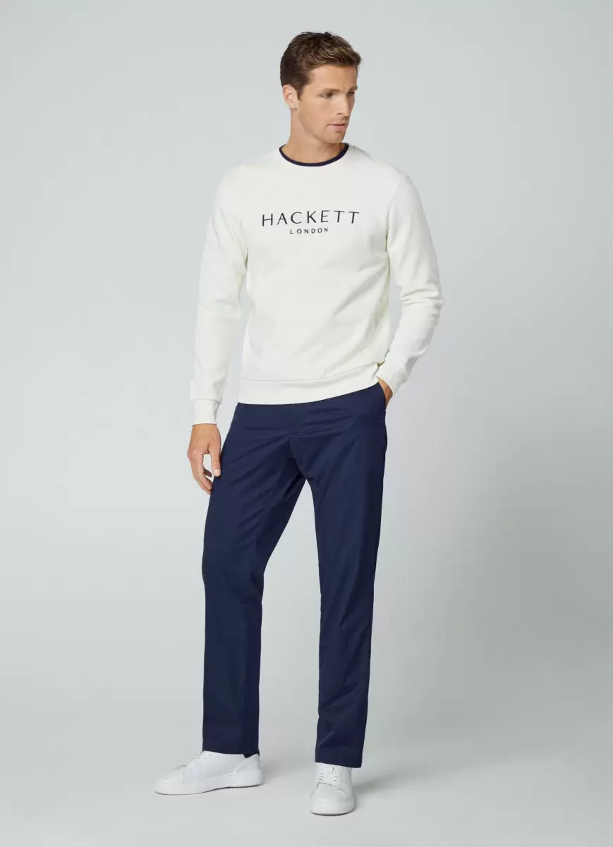 Herren Antique White Sweatshirts & Hoodies Hackett London Pullover Heritage Logo Gestickt - 3