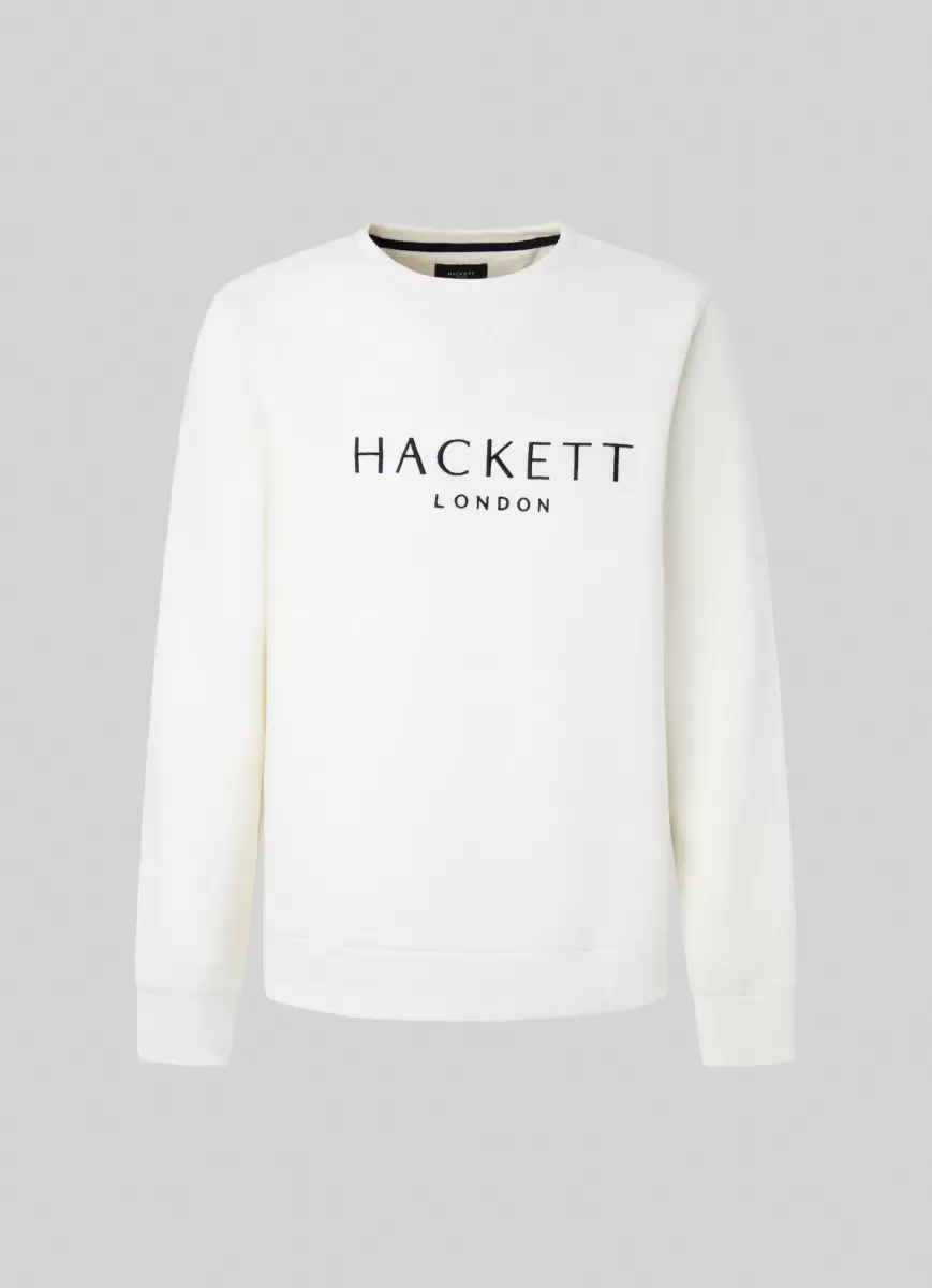 Herren Antique White Sweatshirts & Hoodies Hackett London Pullover Heritage Logo Gestickt - 4