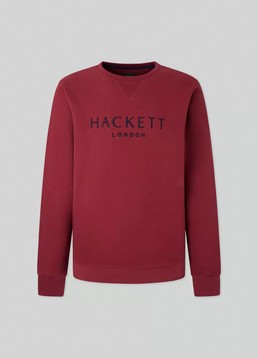 Wine Purple Hackett London Herren Pullover Heritage Logo Gestickt Sweatshirts & Hoodies - 4
