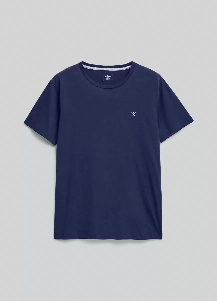 Baumwoll-Jersey T-Shirt T-Shirts Herren Hackett London Navy/Grey - 4