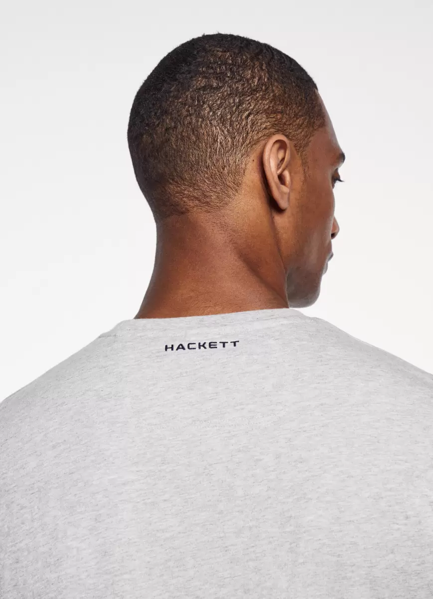 Herren Hackett London T-Shirt Aston Martin Rundausschnitt Ice Grey T-Shirts - 3