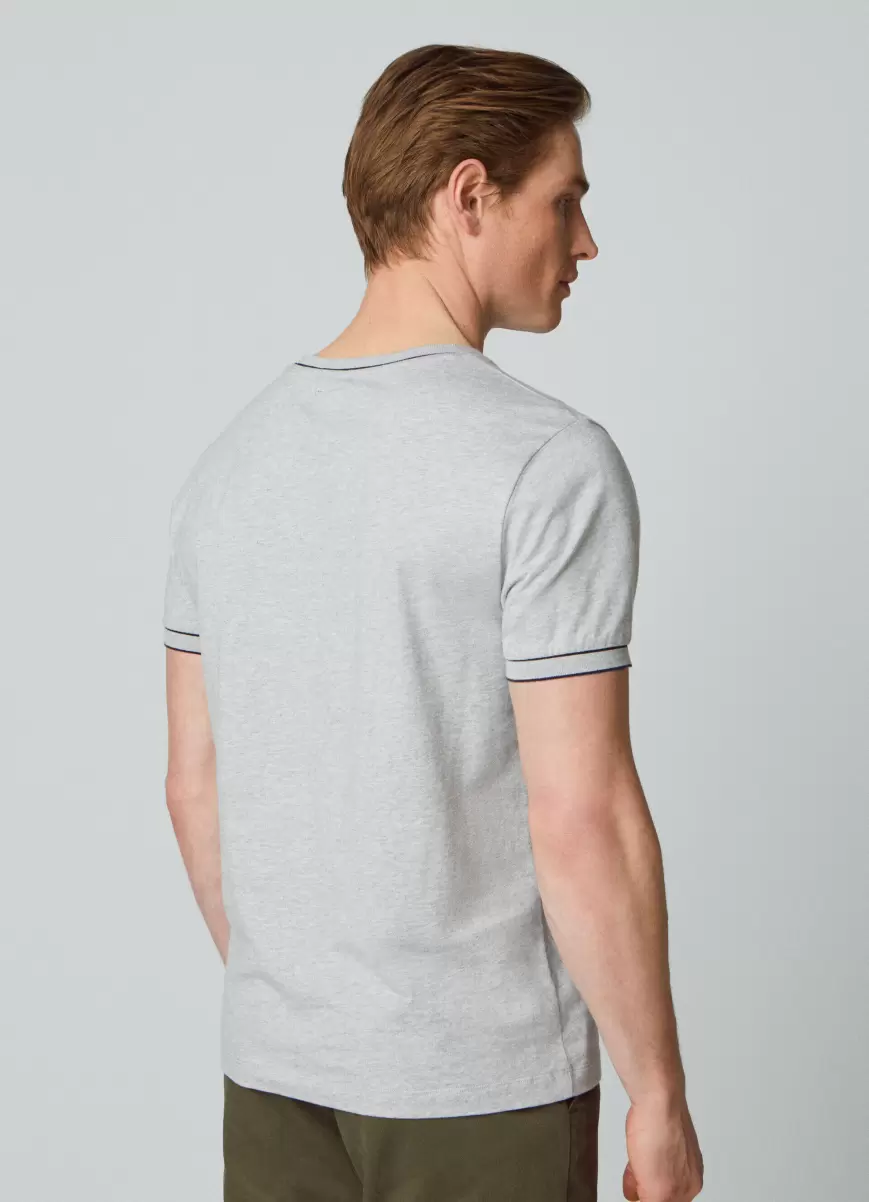 Marl Grey T-Shirts Hackett London Herren T-Shirt Besätze Logo Gestickt - 2