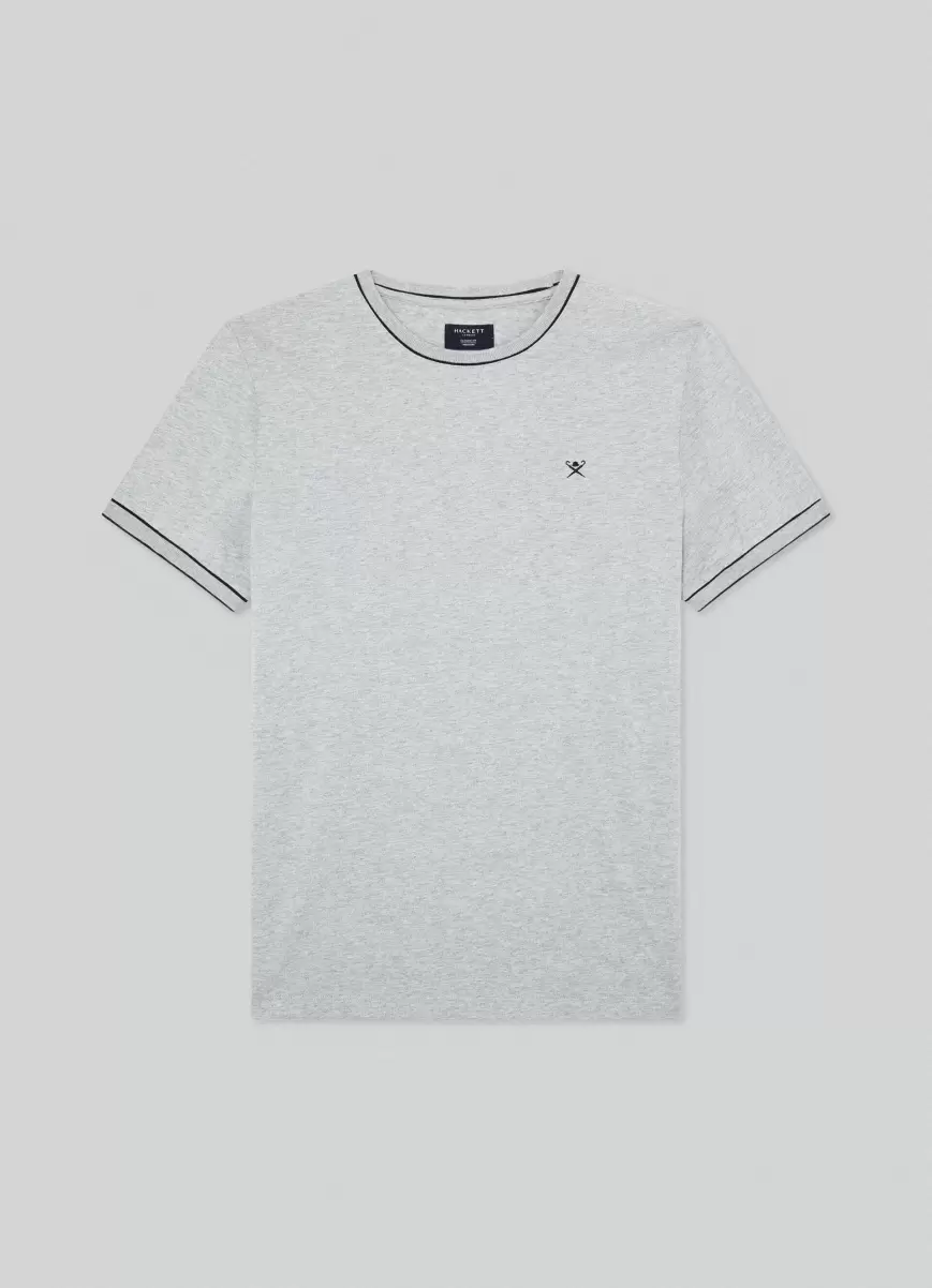 Marl Grey T-Shirts Hackett London Herren T-Shirt Besätze Logo Gestickt - 4