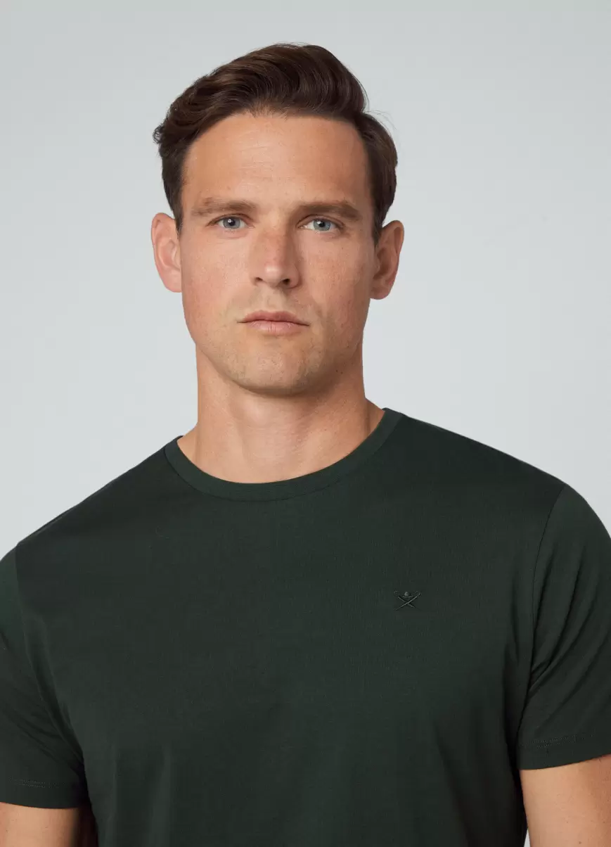 Hackett London T-Shirt Logo Gestickt T-Shirts Herren Dark Green