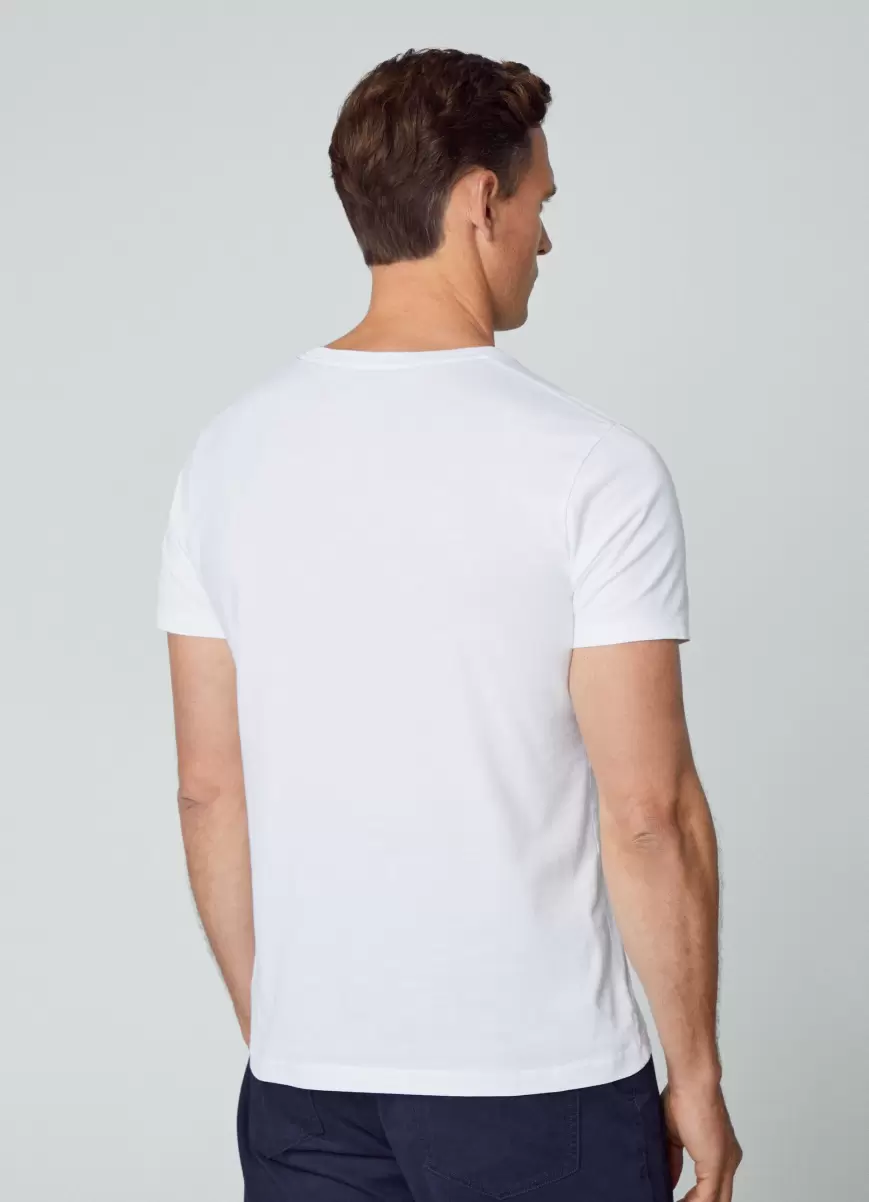 White Baumwoll-Jersey T-Shirt Hackett London Herren T-Shirts - 2
