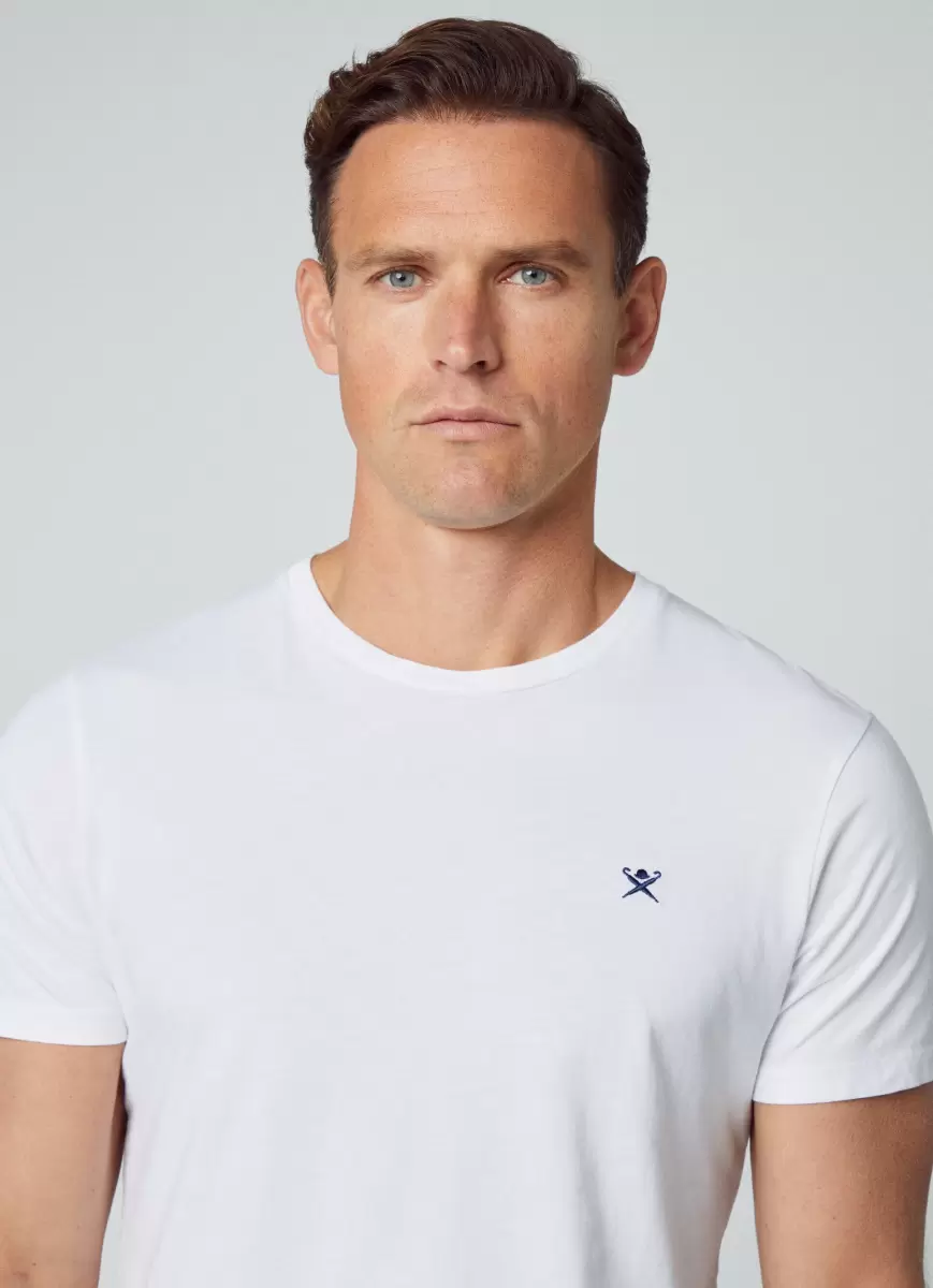 White Baumwoll-Jersey T-Shirt Hackett London Herren T-Shirts