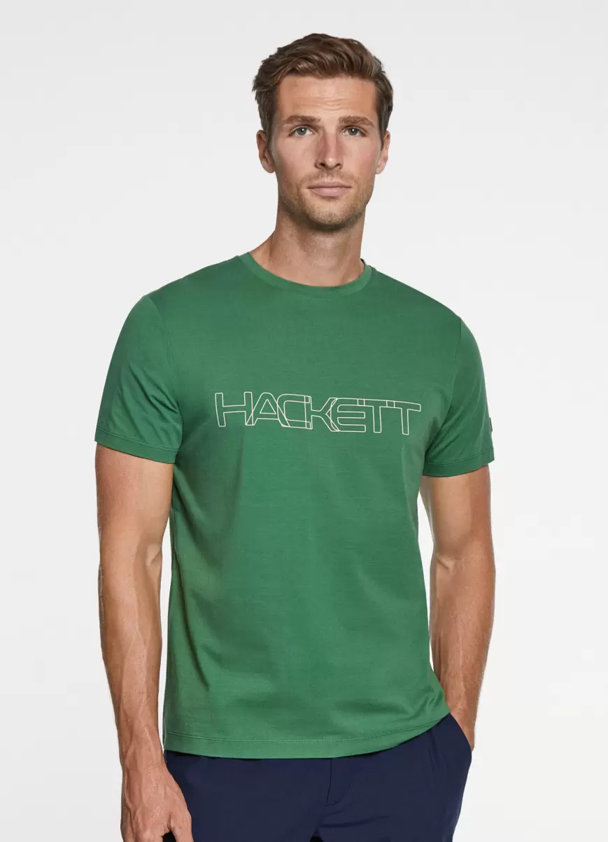Green Hackett London T-Shirt Basic Logodruck T-Shirts Herren - 1