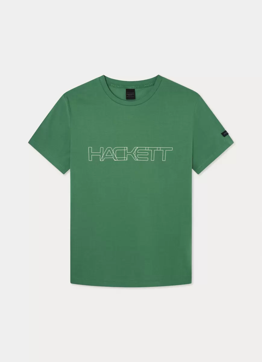 Green Hackett London T-Shirt Basic Logodruck T-Shirts Herren - 4