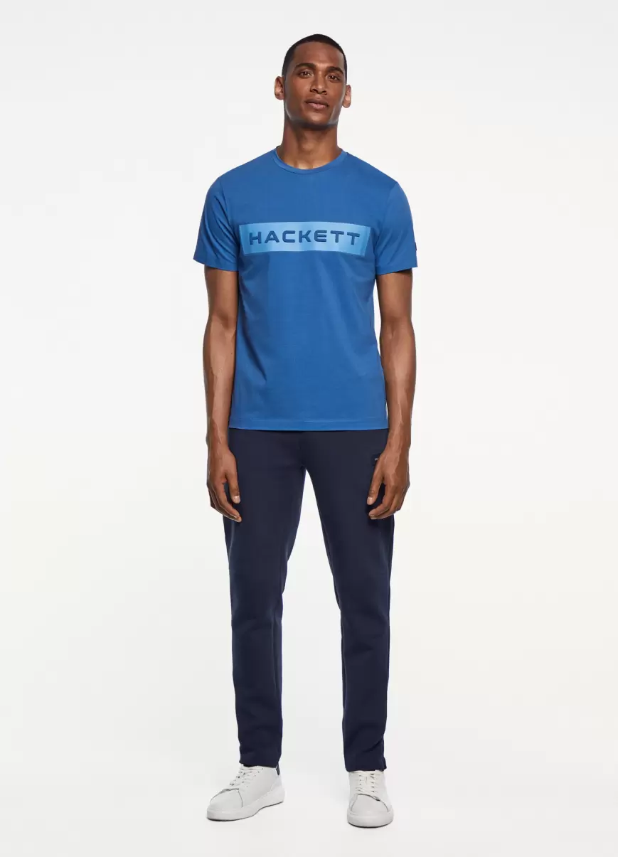 T-Shirt Logo-Druck Herren Hackett London T-Shirts Blue - 4