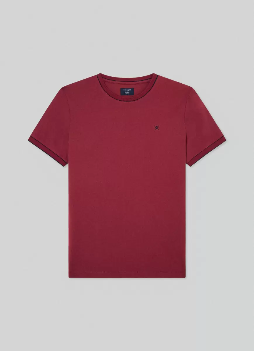 Herren Hackett London Berry Purple T-Shirts T-Shirt Besätze Logo Gestickt - 4