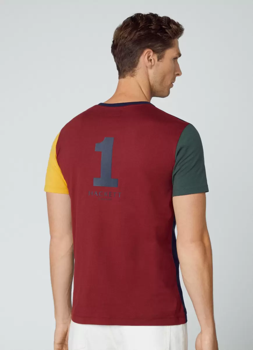 Herren T-Shirt Heritage Farbblock-Design T-Shirts Hackett London Navy - 2