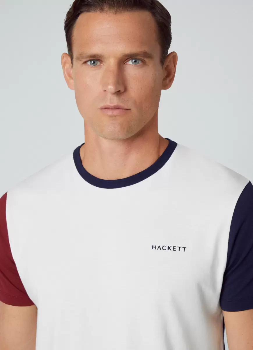 T-Shirts White Herren Hackett London T-Shirt Heritage Farbblock-Design - 1