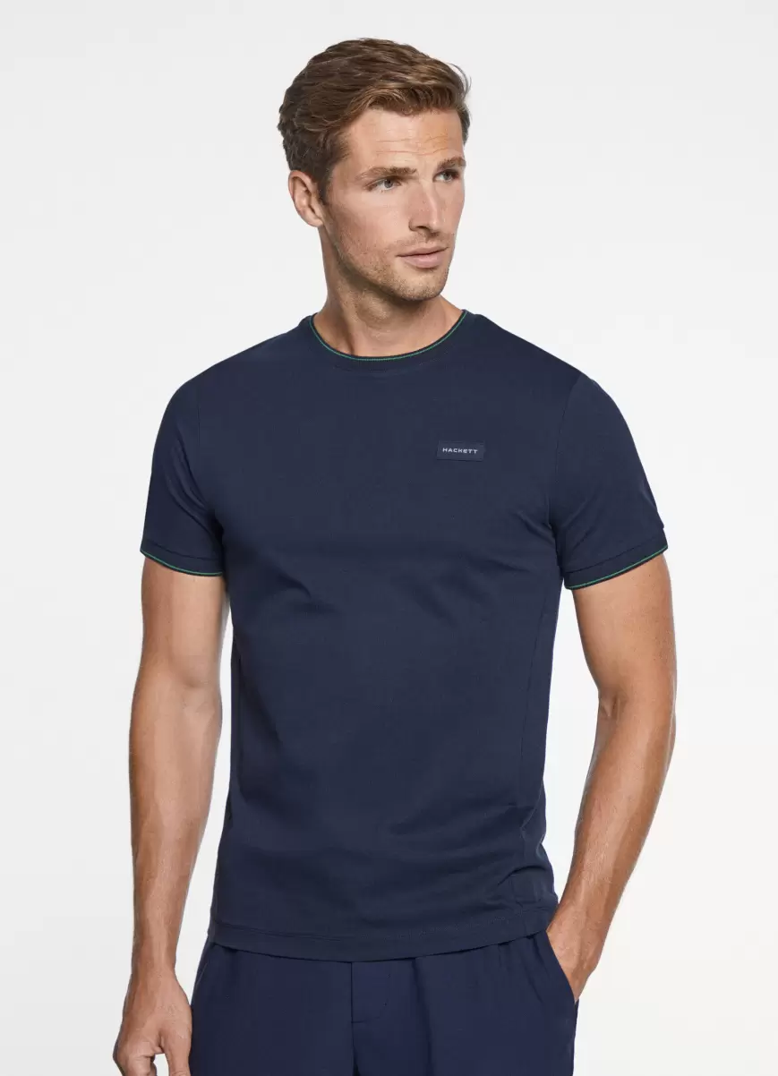 Hackett London Herren T-Shirts Navy T-Shirt Relieflogo Classic Fit - 1