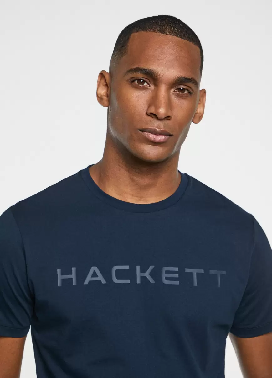 T-Shirts Herren Navy Hackett London Baumwoll-T-Shirt Basic - 1