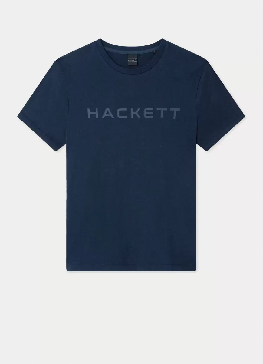 T-Shirts Herren Navy Hackett London Baumwoll-T-Shirt Basic - 4