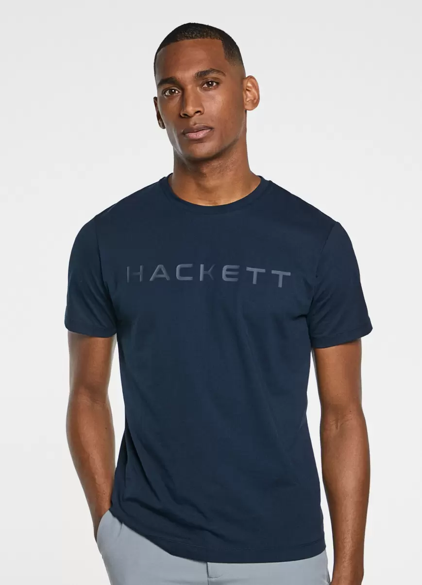 T-Shirts Herren Navy Hackett London Baumwoll-T-Shirt Basic