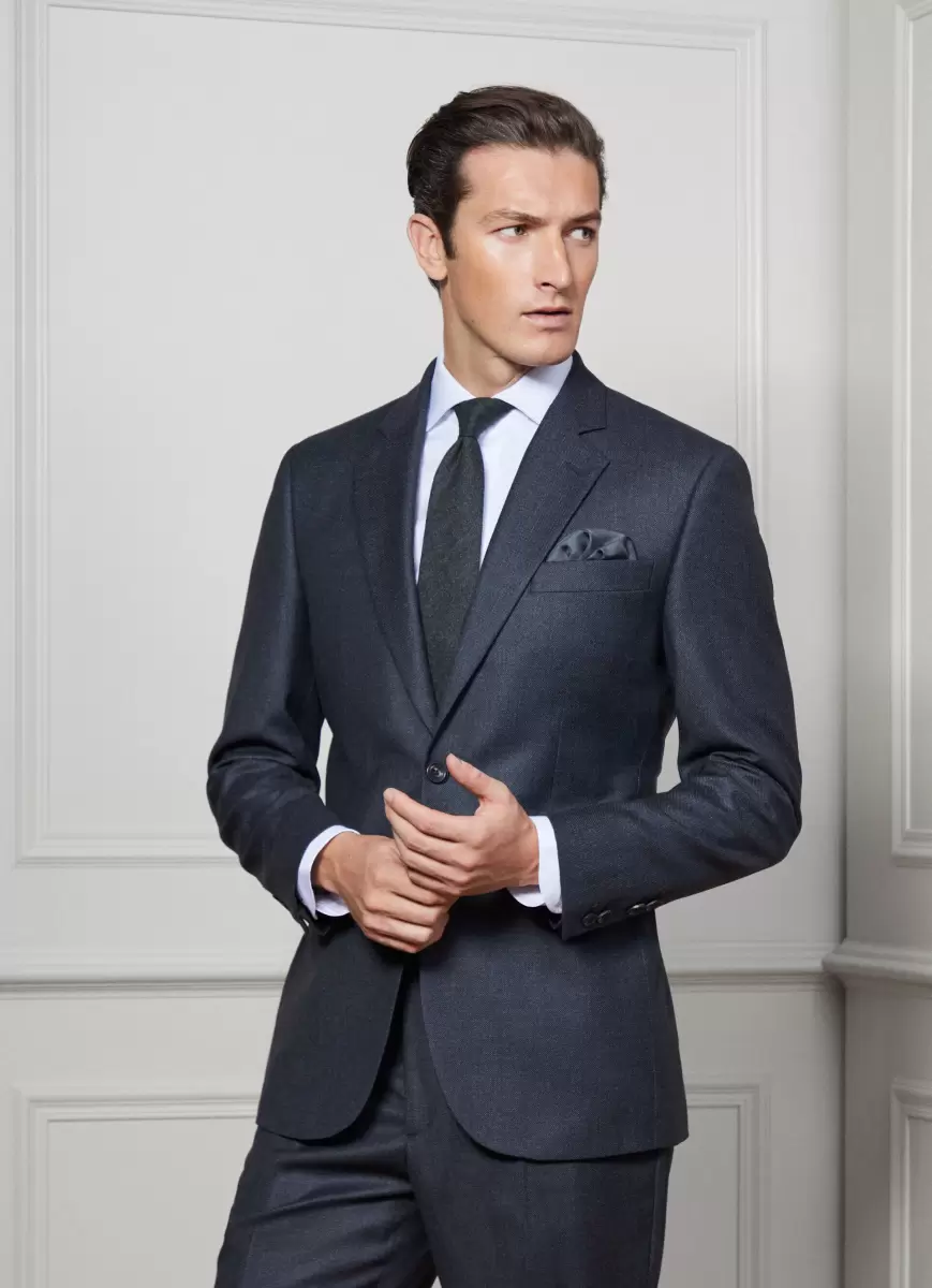 Hackett London Anzüge Dark Grey Herren Anzug Birdseye Aus Wolle - 1
