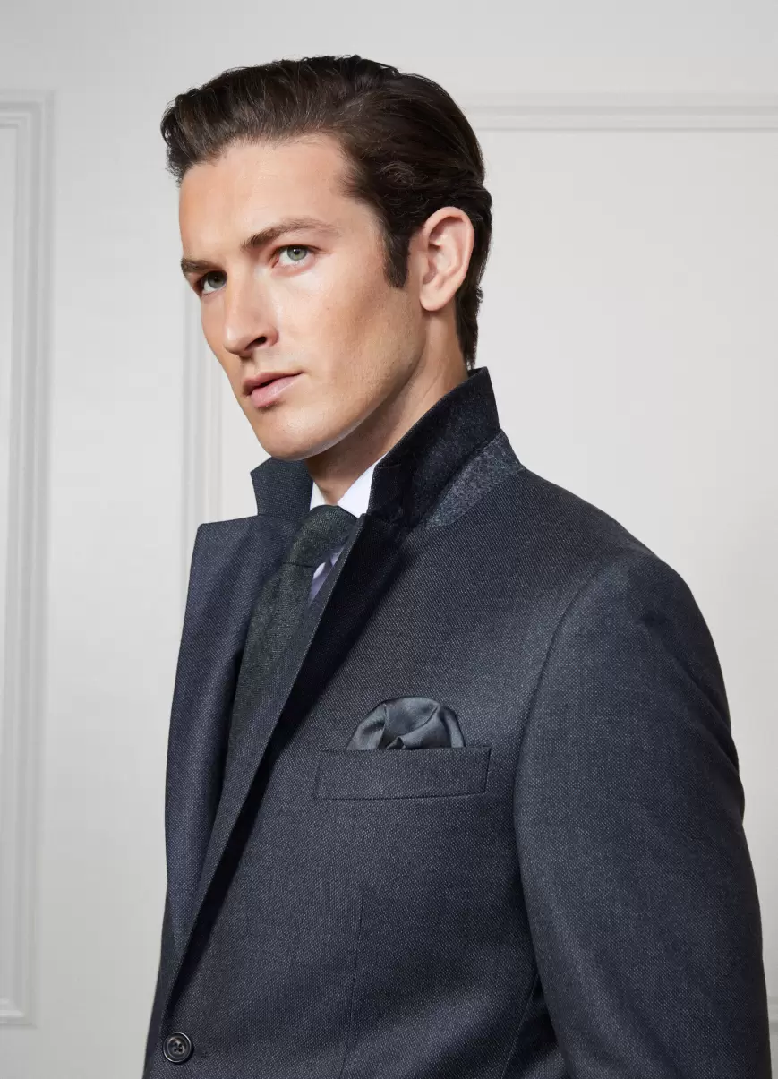 Hackett London Anzüge Dark Grey Herren Anzug Birdseye Aus Wolle - 3