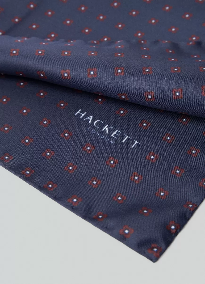 Herren Hackett London Krawatten & Einstecktücher Navy Tuch Seide Blumen - 1