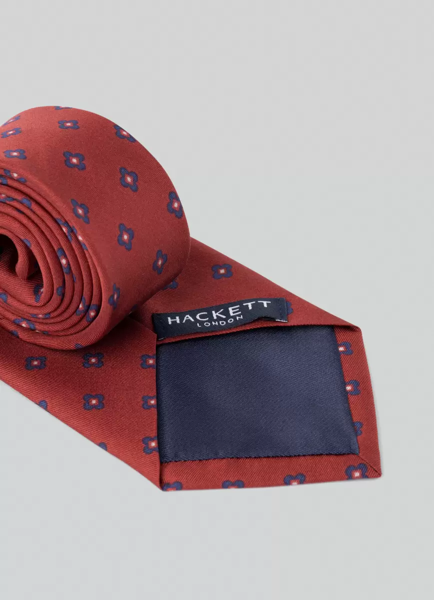 Hackett London Herren Krawatte Seide Blumen Red Krawatten & Einstecktücher - 1