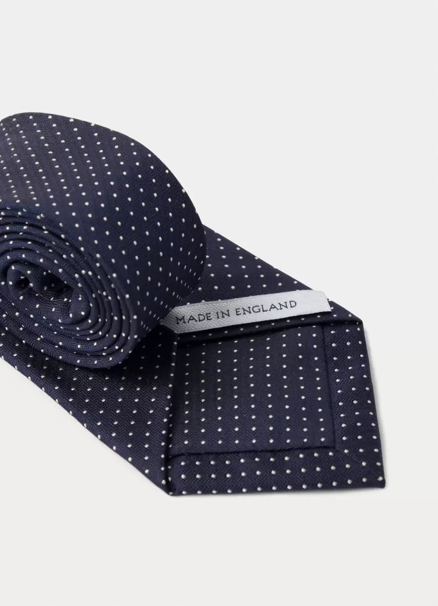Herren Navy Krawatten & Einstecktücher Hackett London Krawatte Aus Kaschmir Muster - 1