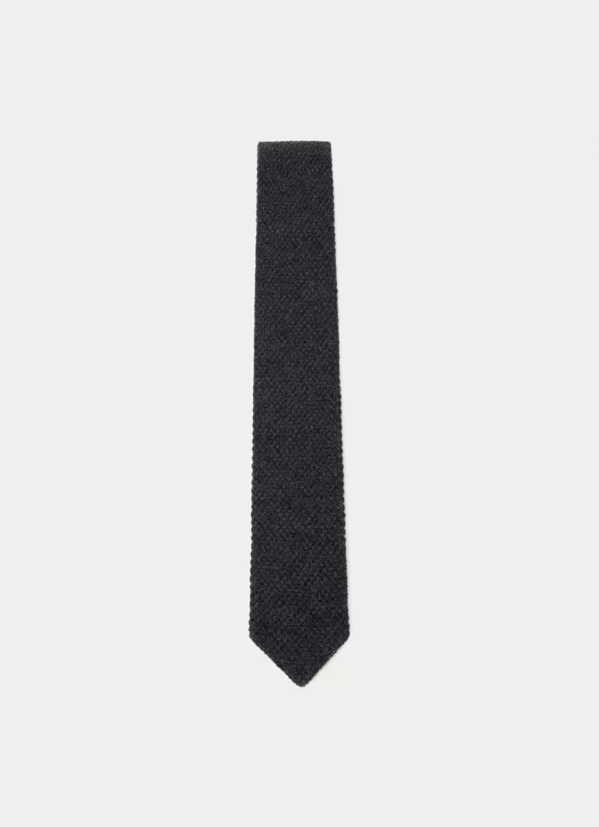 Herren Charcoal Grey Hackett London Krawatte Aus Kaschmir Einfarbig Krawatten & Einstecktücher