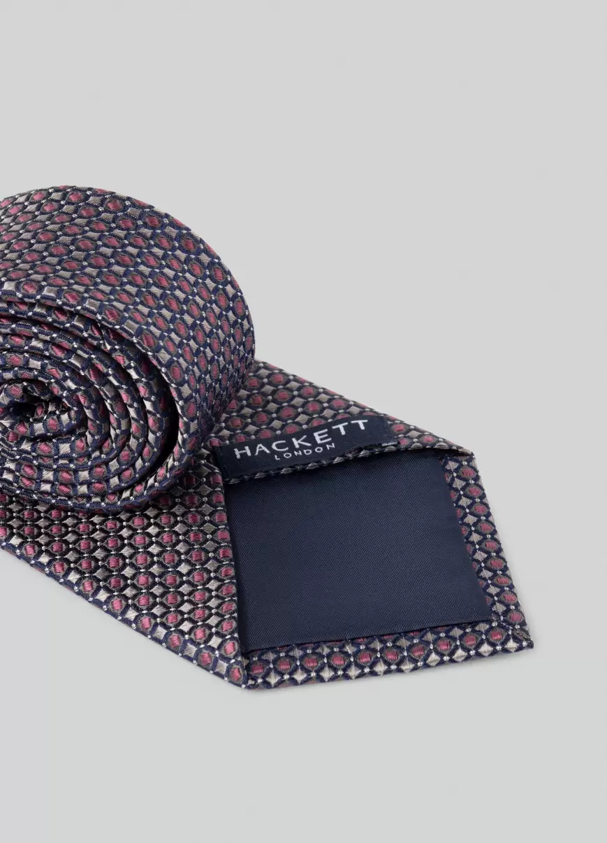 Pink Krawatte Seide Geometrisches Muster Herren Hackett London Krawatten & Einstecktücher - 1
