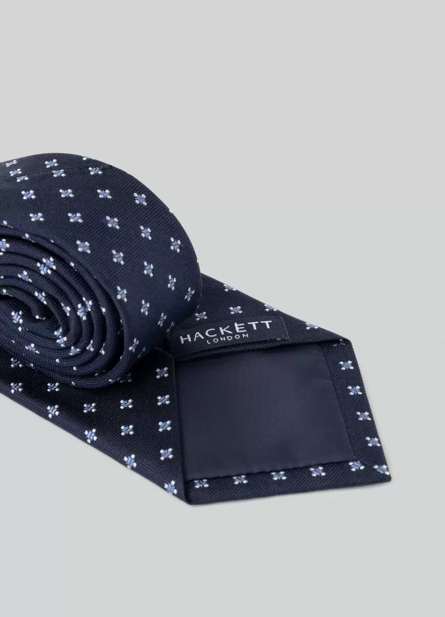 Herren Navy/Sky Krawatten & Einstecktücher Hackett London Krawatte Aus Seide Kleeblätter - 1