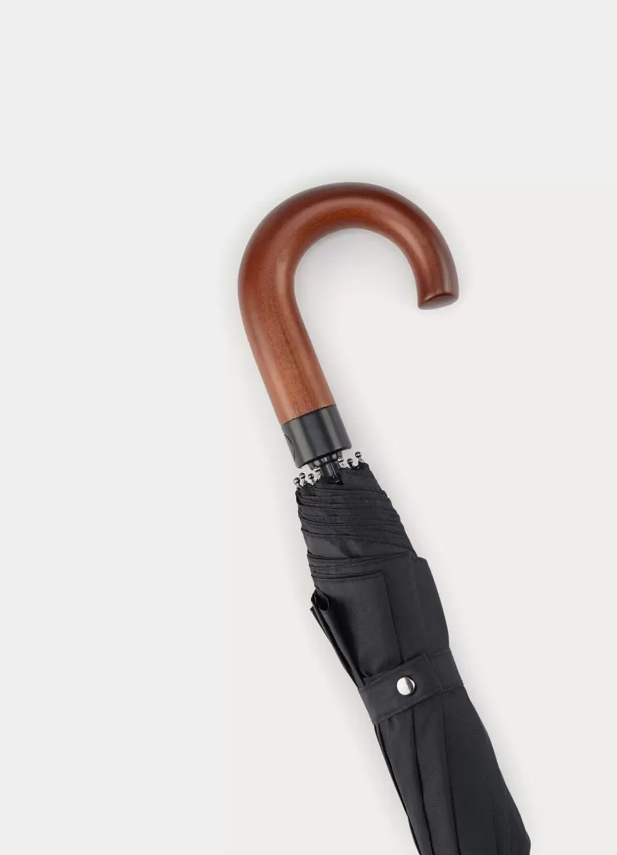 Taschenschirm Mit Holzgriff Regenschirme Herren Hackett London Black - 1