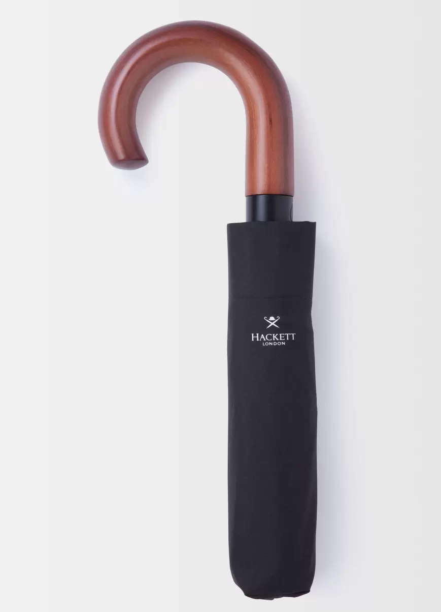 Taschenschirm Mit Holzgriff Regenschirme Herren Hackett London Black - 3