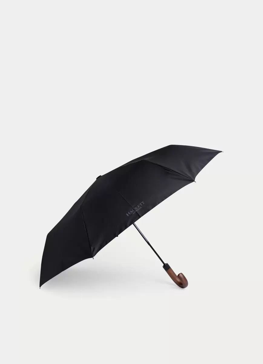 Taschenschirm Mit Holzgriff Regenschirme Herren Hackett London Black - 4