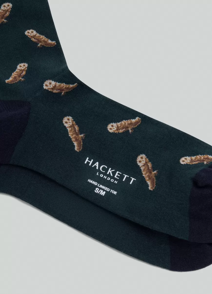Hackett London Herren Forest Green Socken Eulen-Muster Unterwäsche & Socken - 1