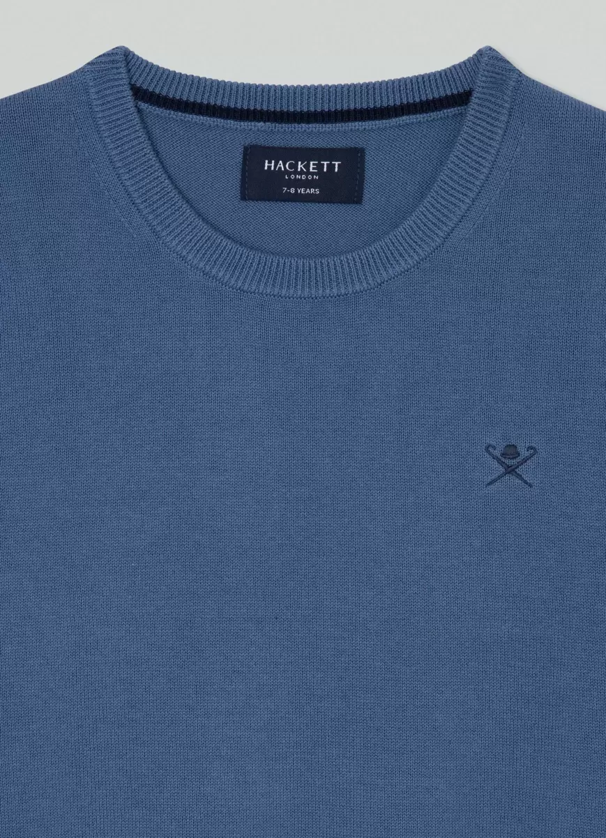 Pullover Basic Logo Gestickt Steel Blue Hackett London Strickwaren Herren - 2