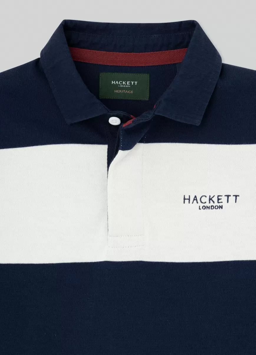 Hackett London Navy Poloshirt Rugby Gestreift Herren Poloshirts - 2