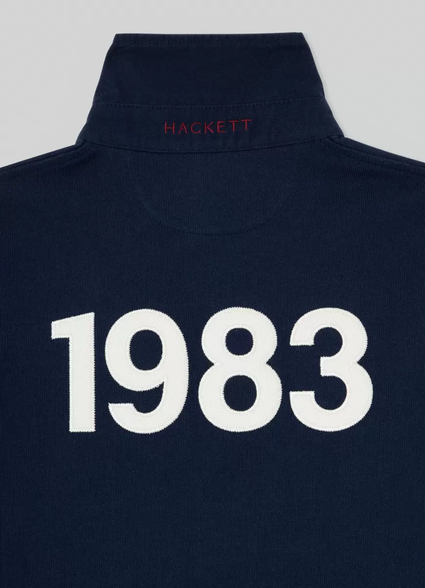 Hackett London Navy Poloshirt Rugby Gestreift Herren Poloshirts - 3