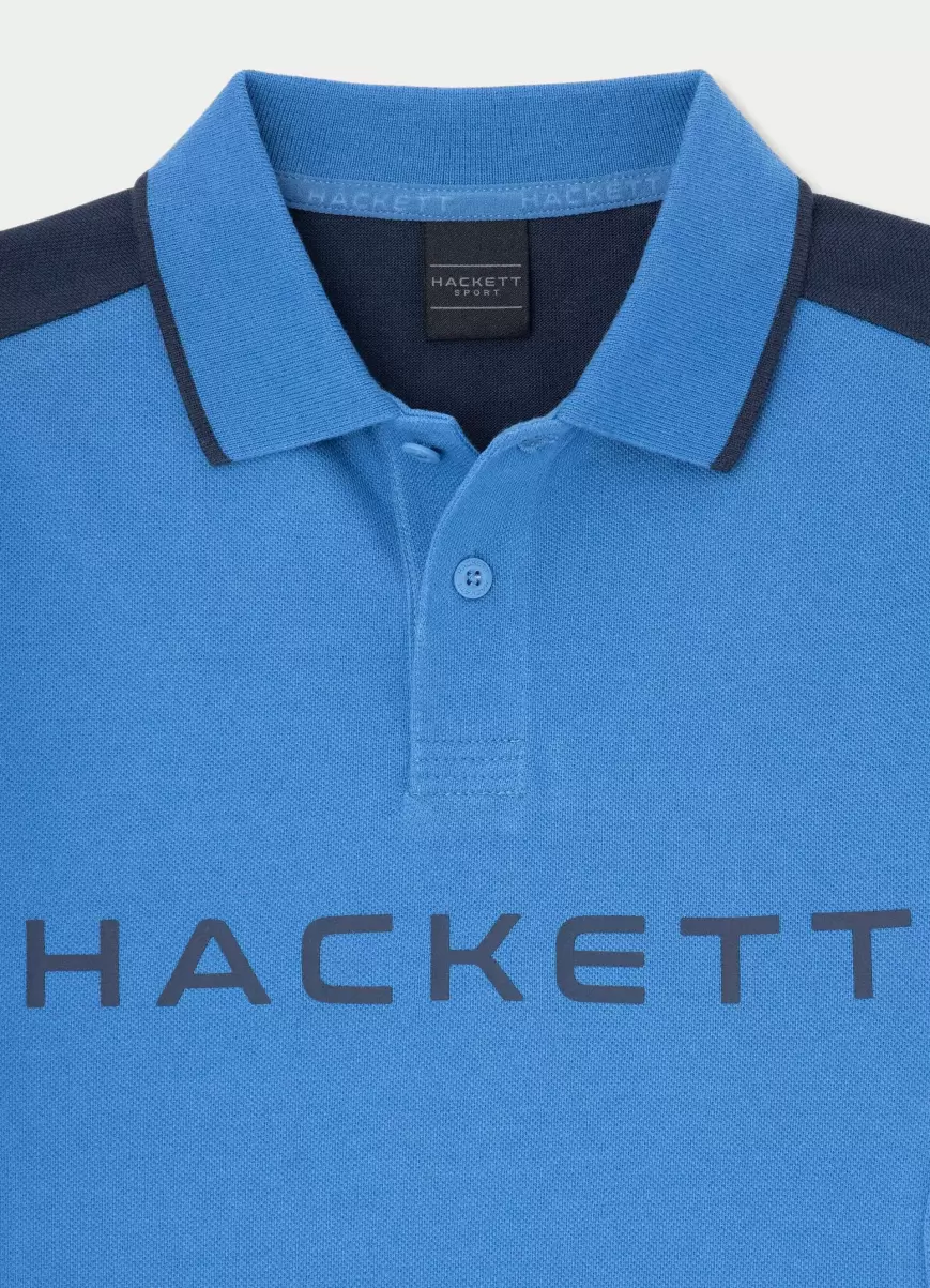 Herren Hackett London Poloshirts Blue Poloshirt Baumwolle Amr - 2