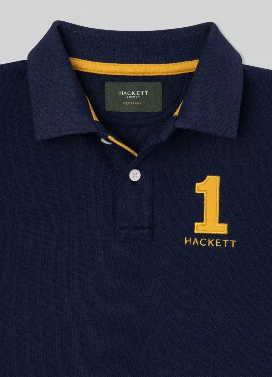 Poloshirts Poloshirt Baumwolle Piqué Heritage Herren Hackett London Navy - 2